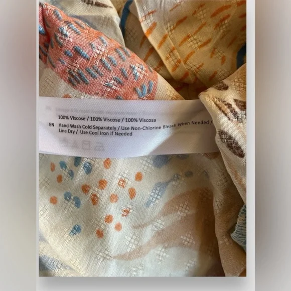 Band Of The Free Sky Blue Sand Floral Dress Size Small V-Neck & Puff Sleeve NWT - Picture 8 of 12